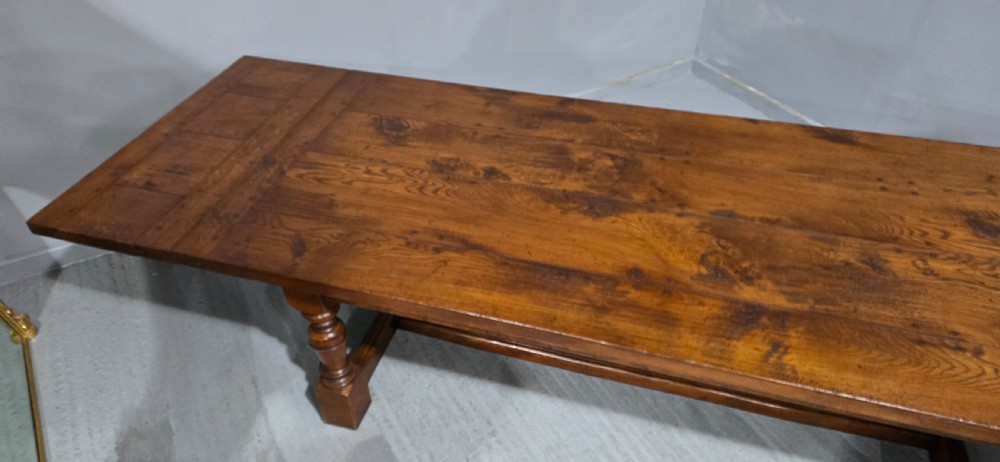 Huge Oak Plank Farmhouse Refrectory Dining Table View XIII