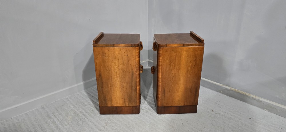 Pair Art Deco Burr Walnut Bedside Cabinets View III