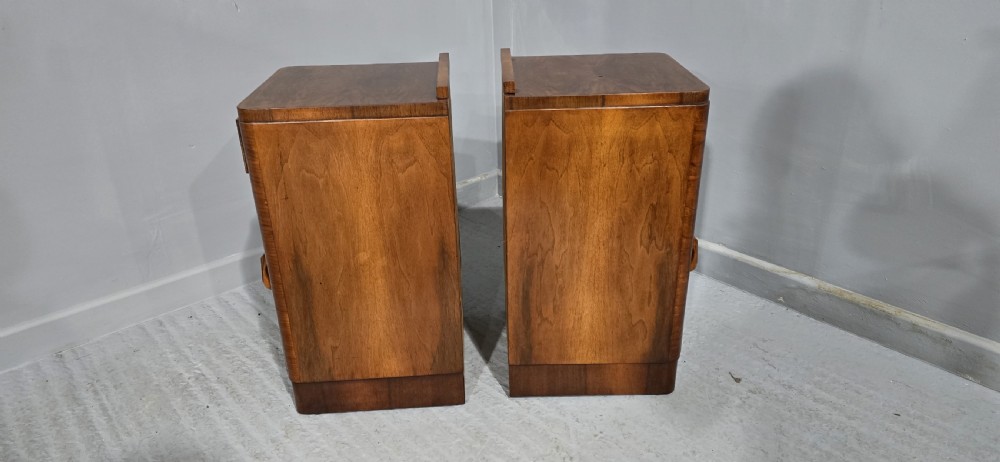 Pair Art Deco Burr Walnut Bedside Cabinets View V
