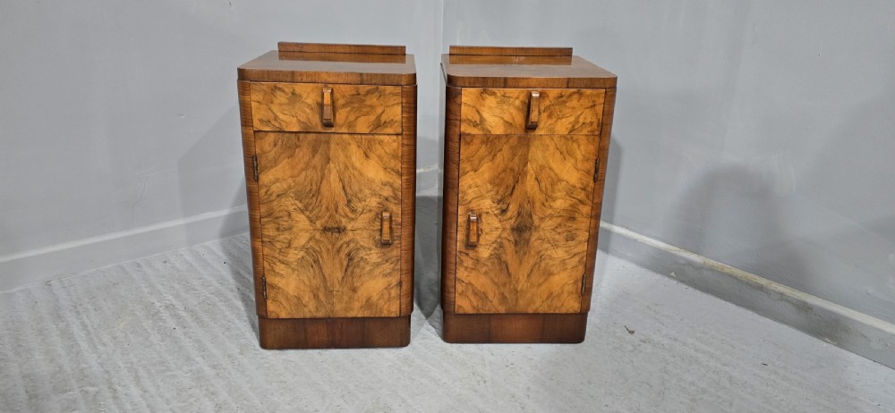 Pair Art Deco Burr Walnut Bedside Cabinets View IX