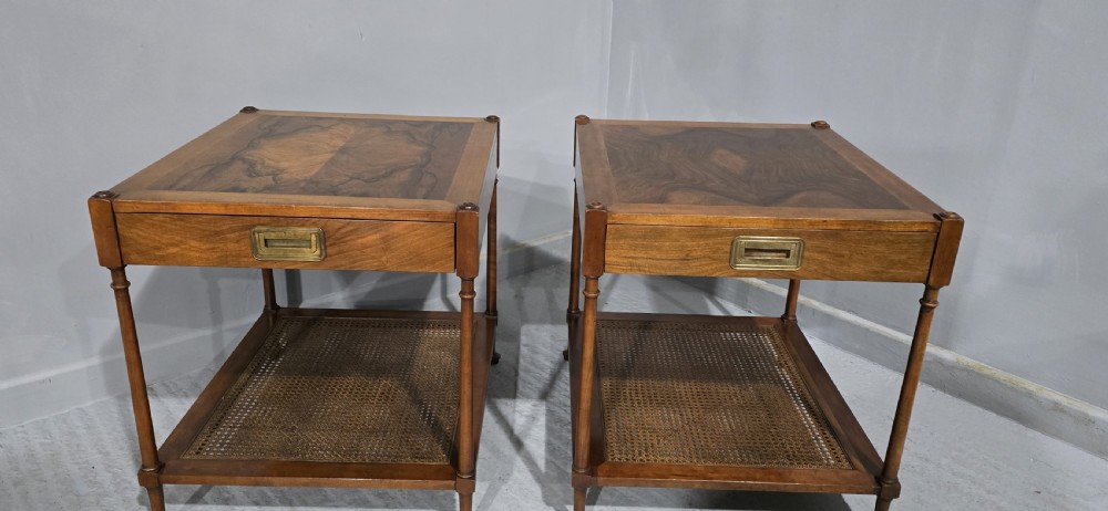 Pair Burr Walnut Lamp End Table View III