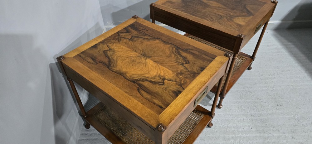 Pair Burr Walnut Lamp End Table View V
