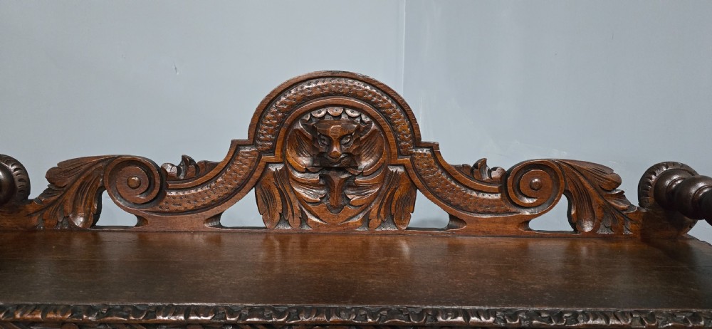 Victorian Carved Oak Hall Seat View IV