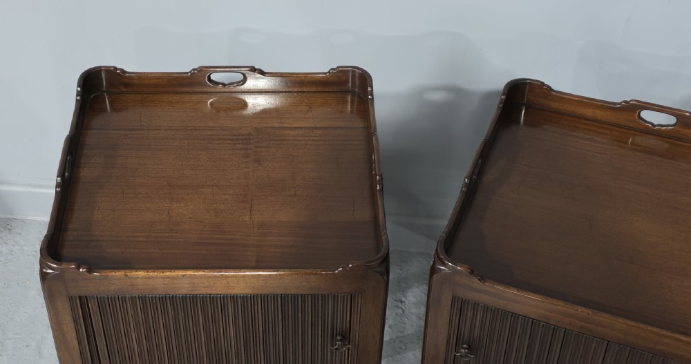 Georgian Tambour Front Bedside Lamp Tables View III