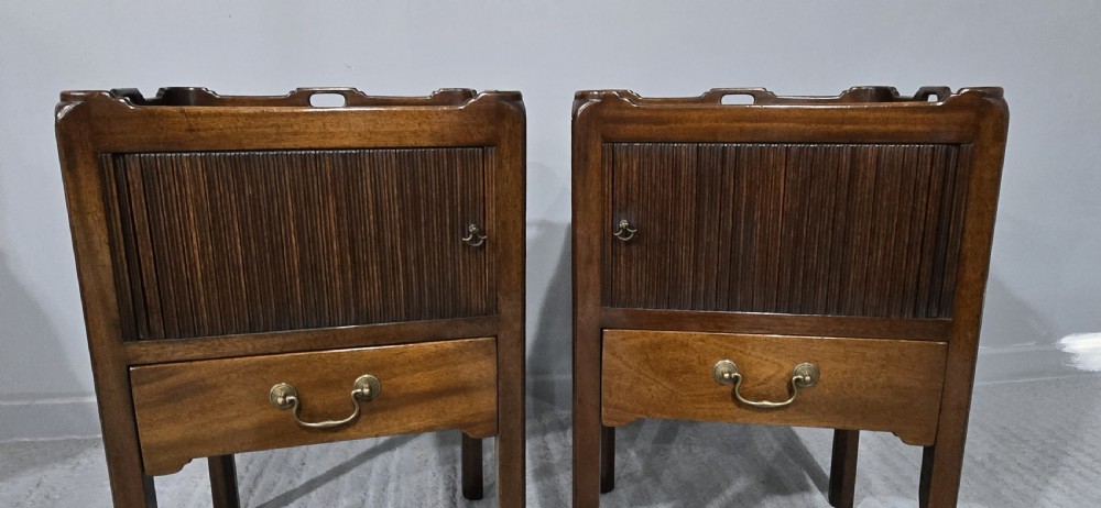 Georgian Tambour Front Bedside Lamp Tables View IV