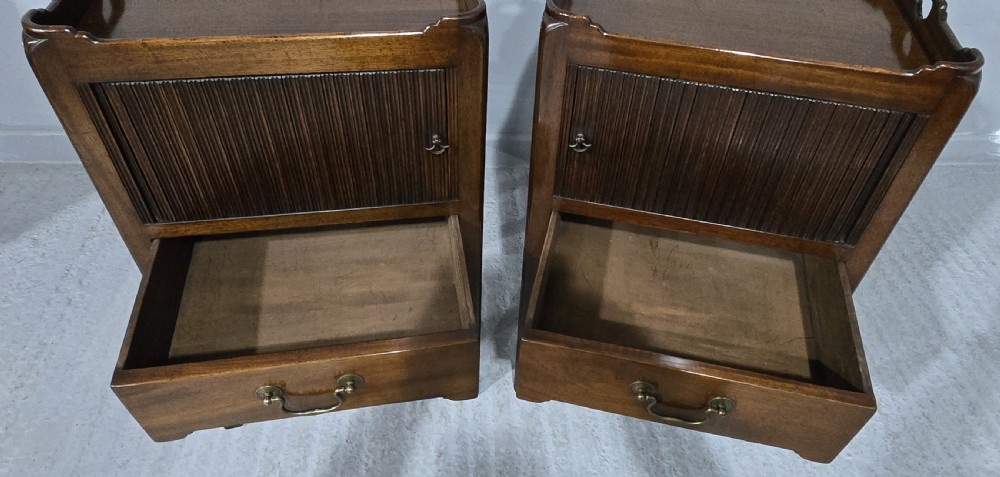 Georgian Tambour Front Bedside Lamp Tables View V