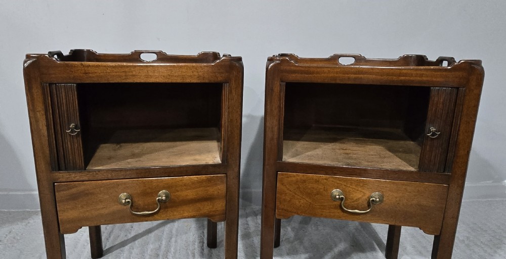 Georgian Tambour Front Bedside Lamp Tables View VII