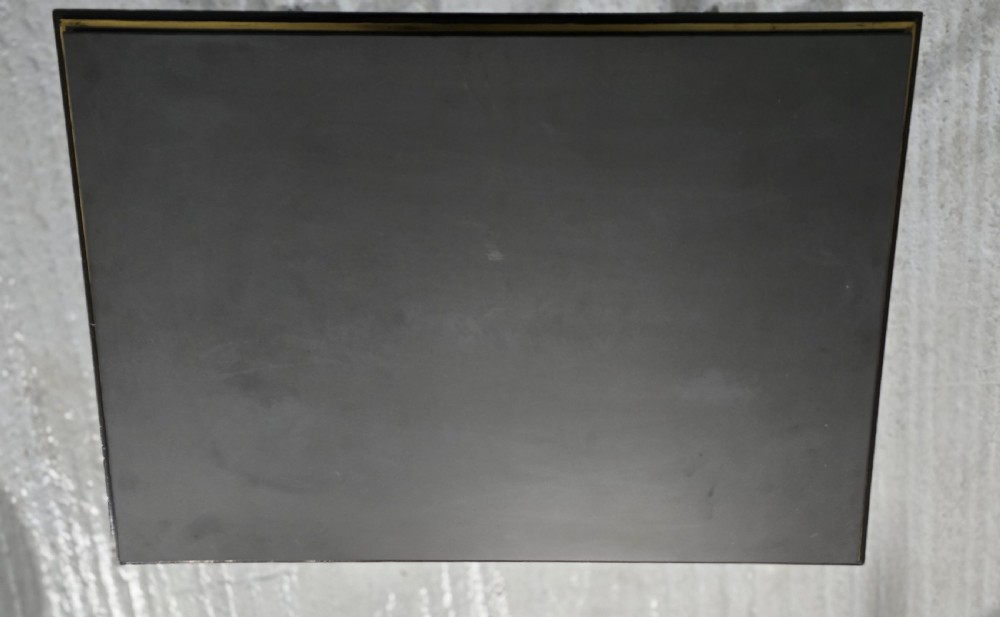 A rectangular ebonised black wood centre table featuring gold parcel gilded accents, spiral barley twist legs, drop finials, and an H-stretcher. View IX