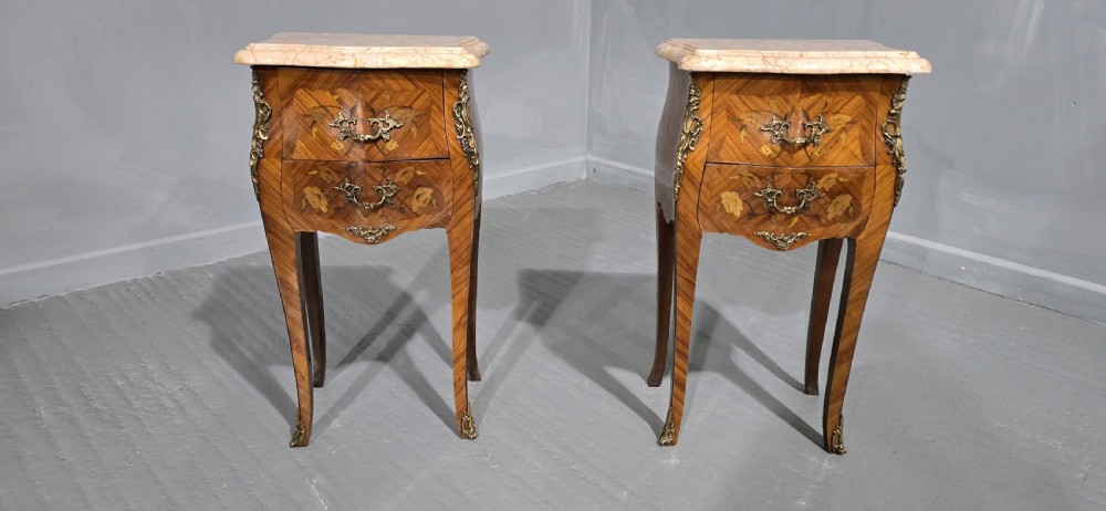 Pair French Marquetry Bedside Lamp Tables  View IX