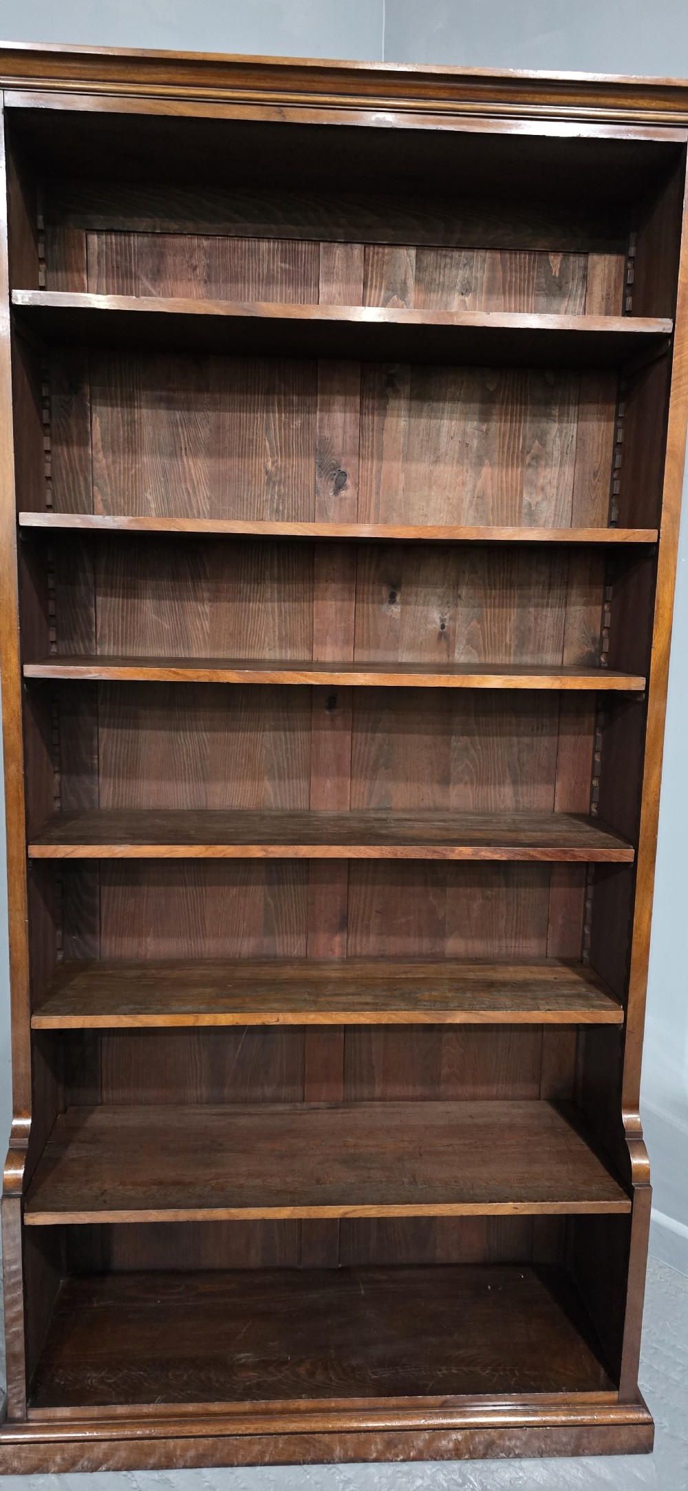 Outstanding Tall Mahogany Open Adjustable Library Bookcase View XII