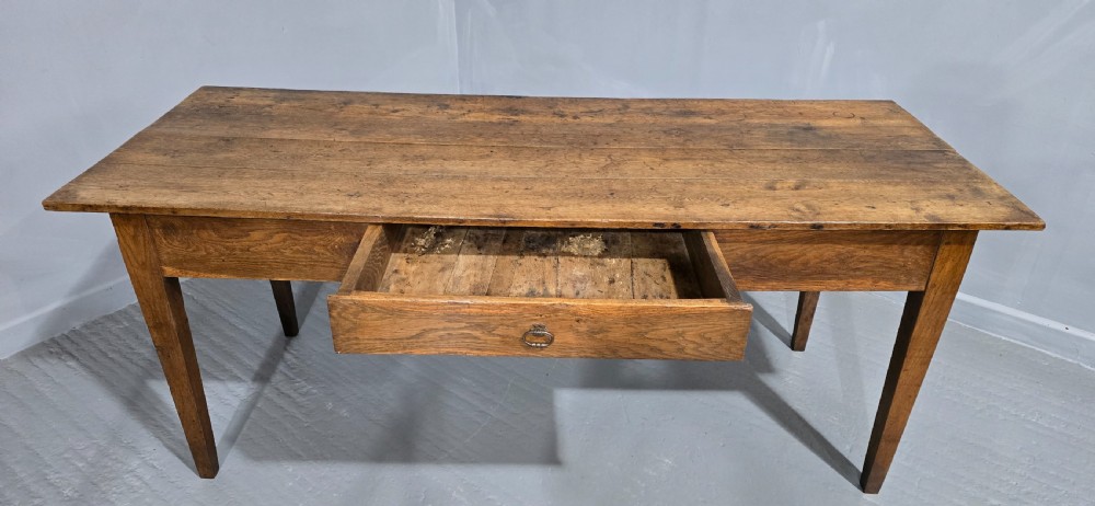 Superb French Oak Farmhouse Kitchen Refrectory Dining Table View IV