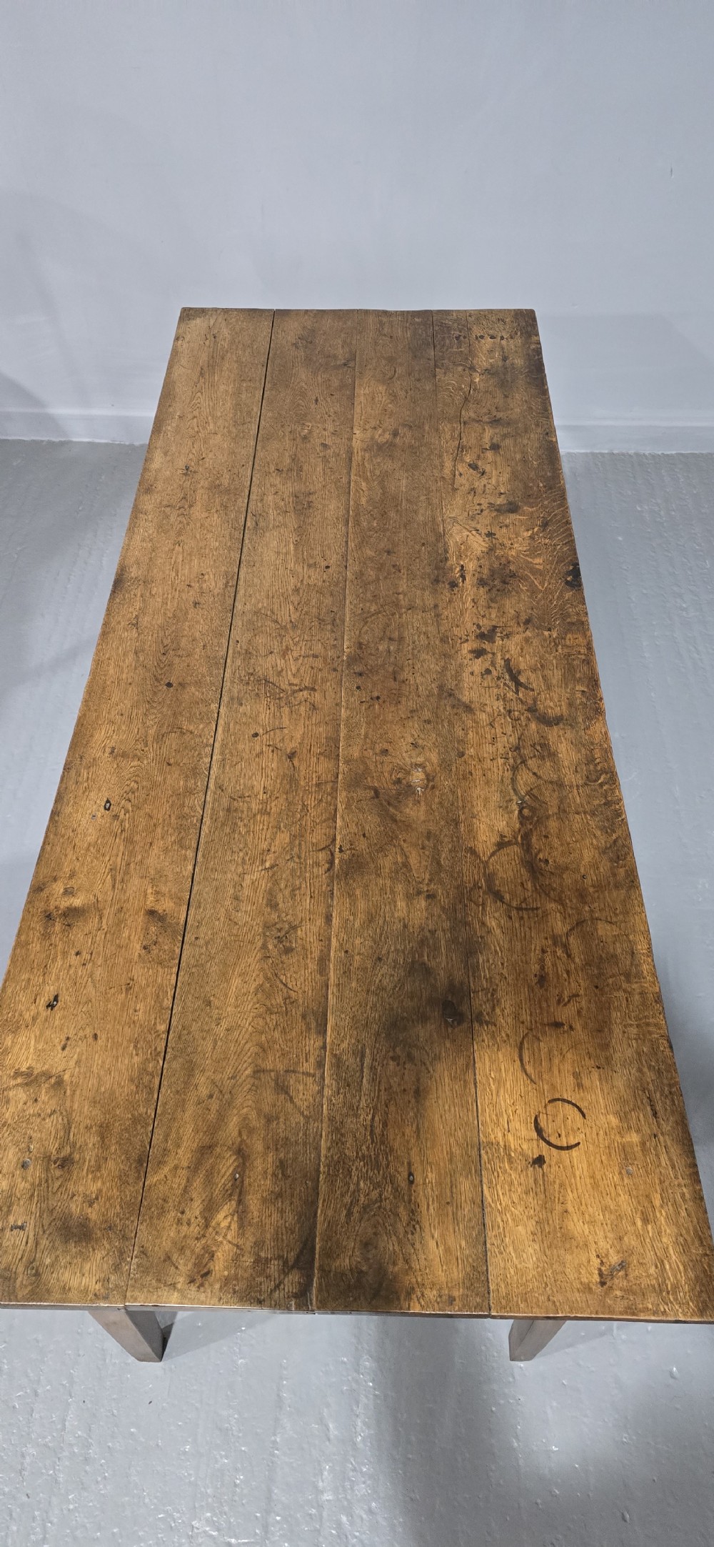 Superb French Oak Farmhouse Kitchen Refrectory Dining Table View VIII