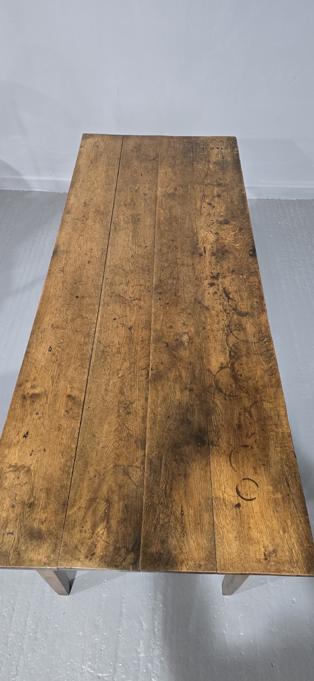 Superb French Oak Farmhouse Kitchen Refrectory Dining Table View IX
