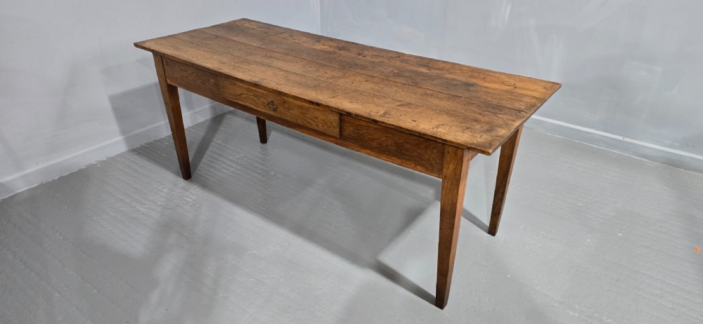 Superb French Oak Farmhouse Kitchen Refrectory Dining Table View XII