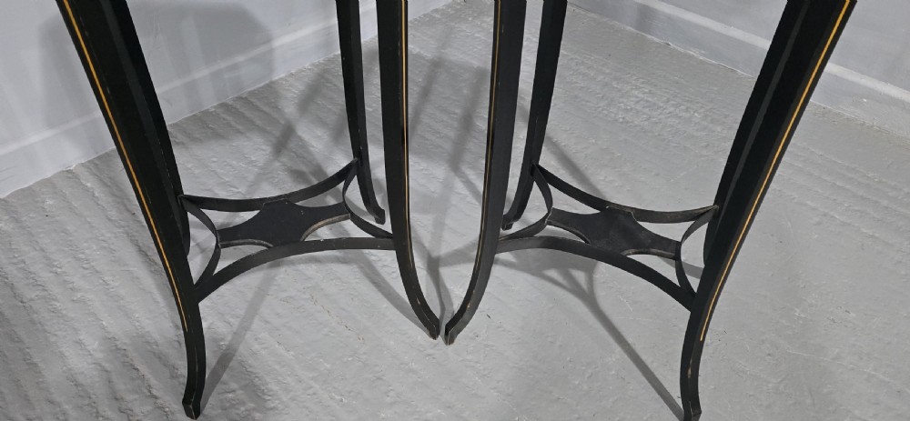 Pair Black Laquered Lamp  Tables View III