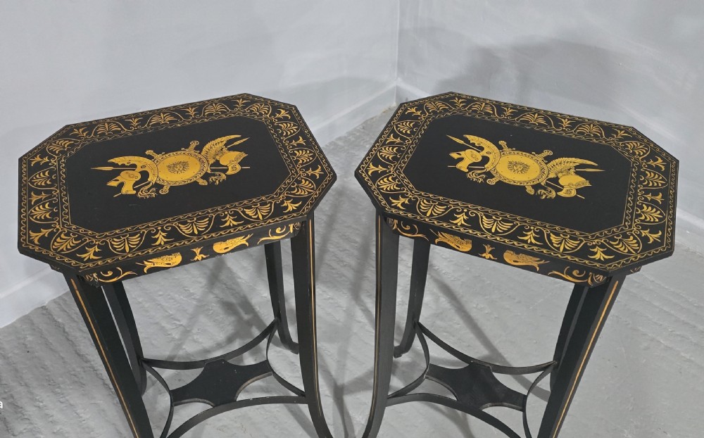 Pair Black Laquered Lamp  Tables View V