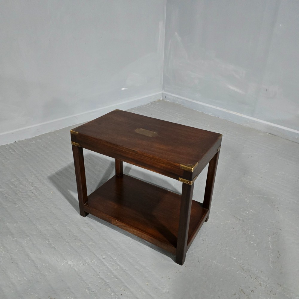 Mahogany Campaign Lamp Table