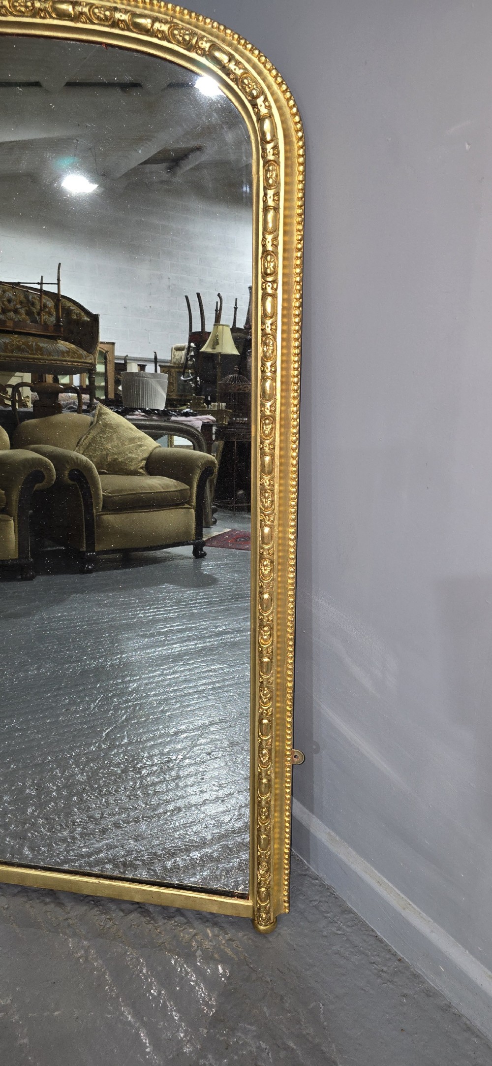 English Gilt Arched Top Overmantle Mirror View III