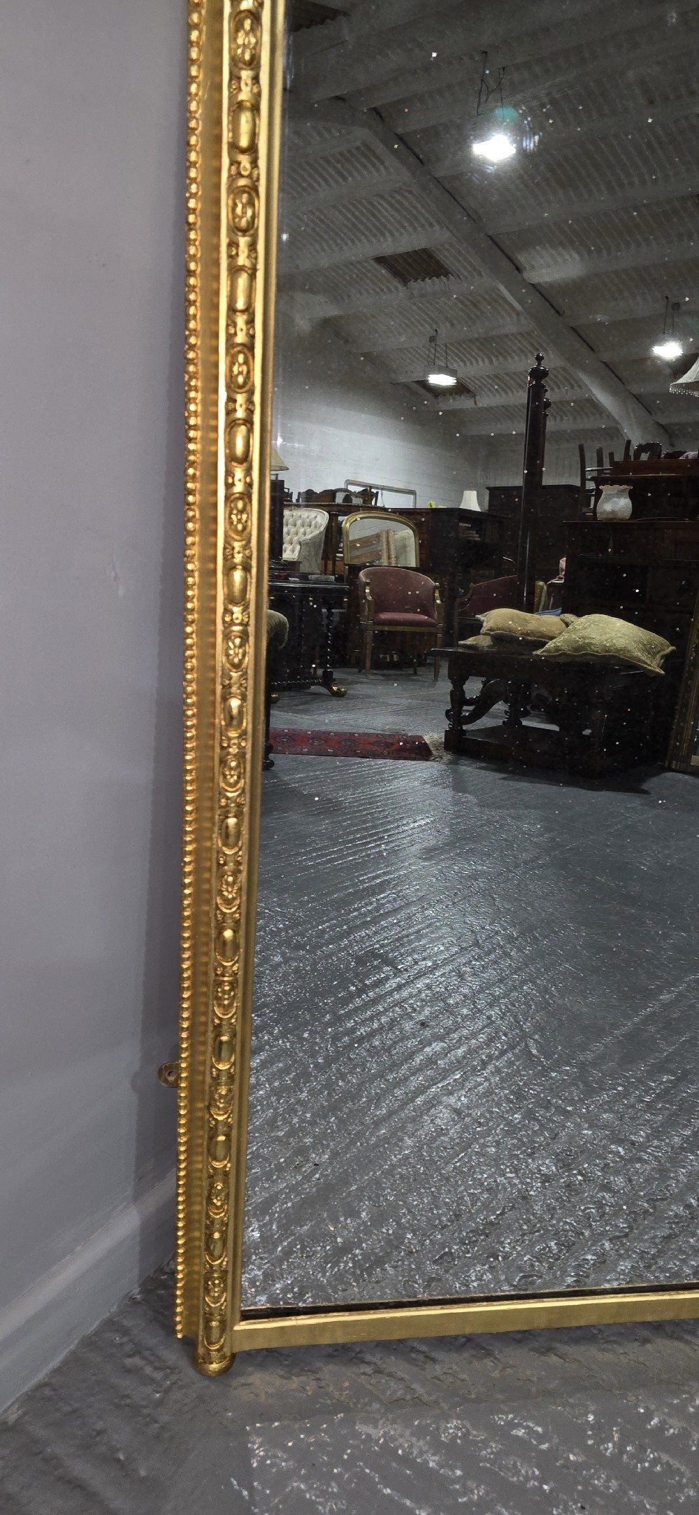 English Gilt Arched Top Overmantle Mirror View VI
