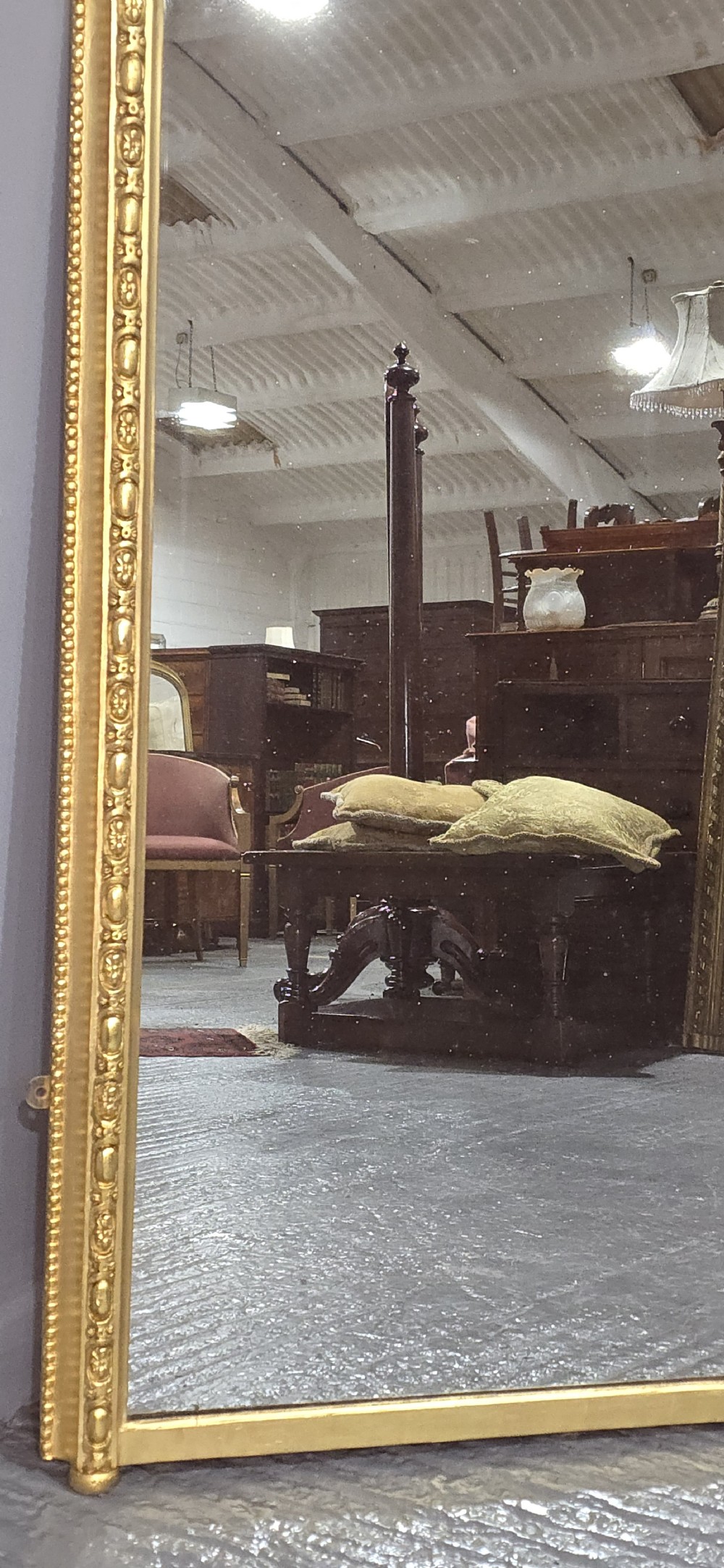 English Gilt Arched Top Overmantle Mirror View X
