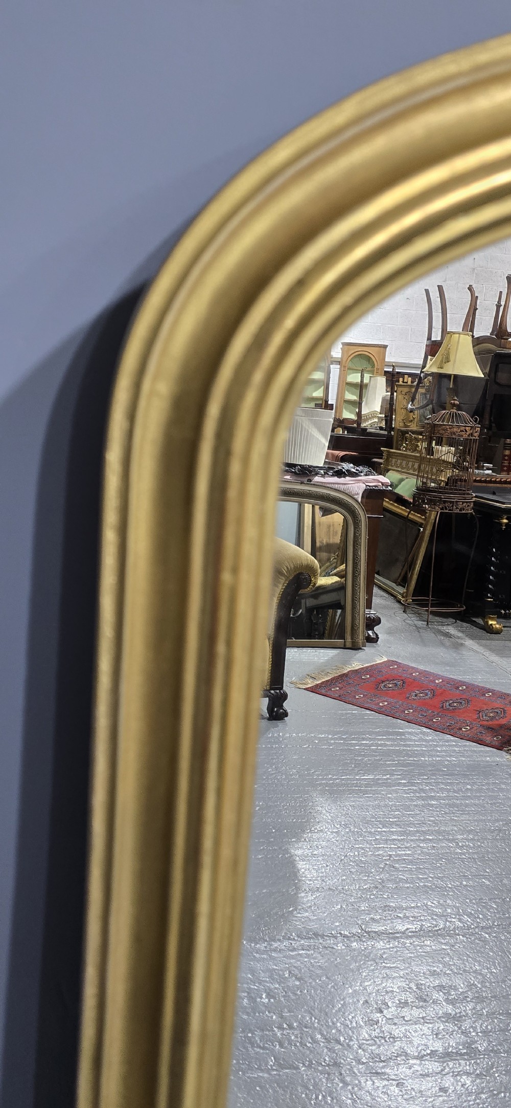 English Gilt Arched Top Overmantle Mirror View IV