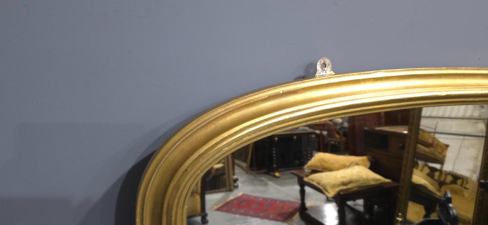 English Gilt Arched Top Overmantle Mirror View VII