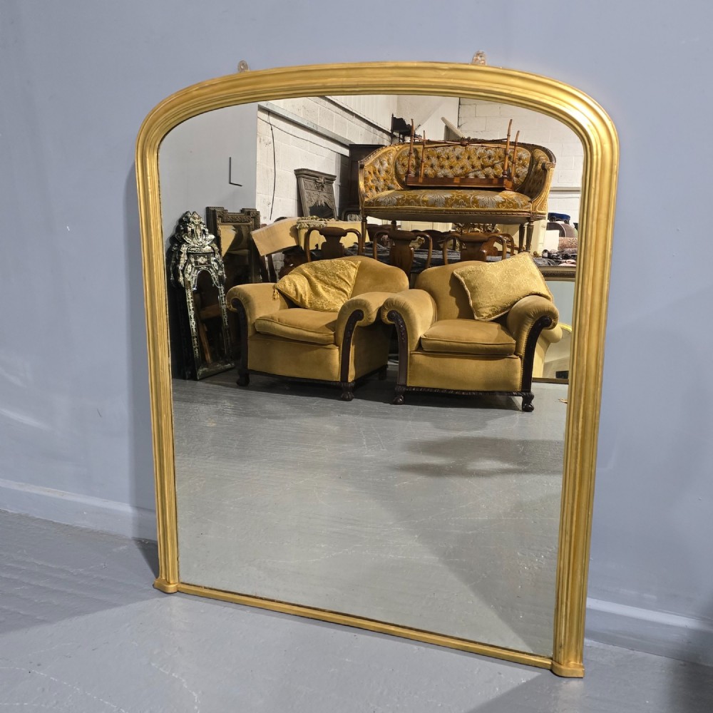 English Gilt Arched Top Overmantle Mirror
