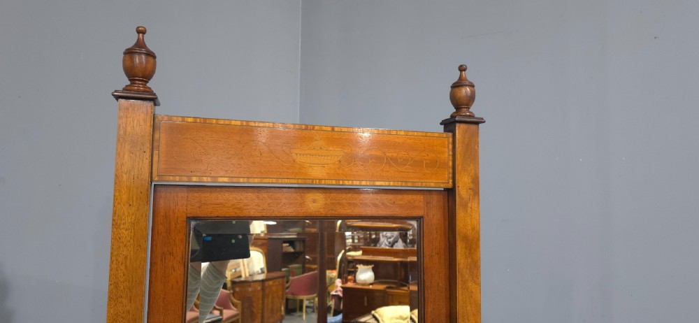 Mahogany Inlaid Cheval Mirror View III