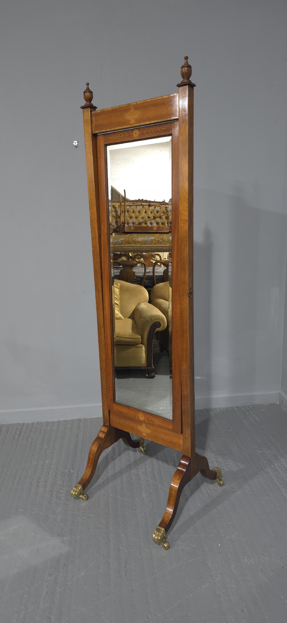 Mahogany Inlaid Cheval Mirror View VIII