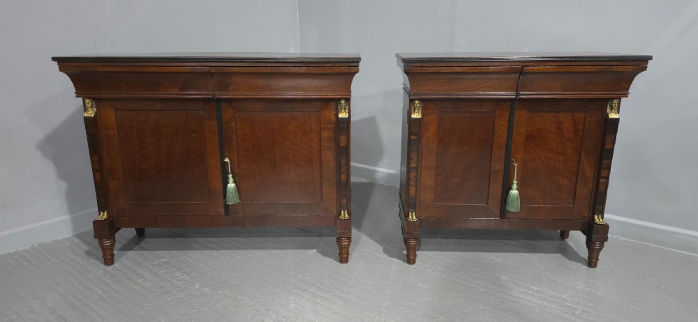 Wonderful Pair French Empire Mahogany Cabinets View II