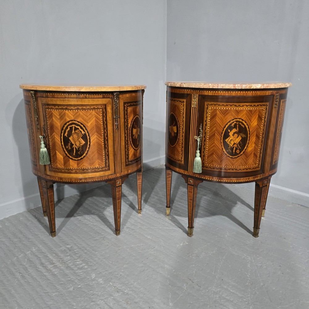 A Near Pair French Marquetry Cabinets