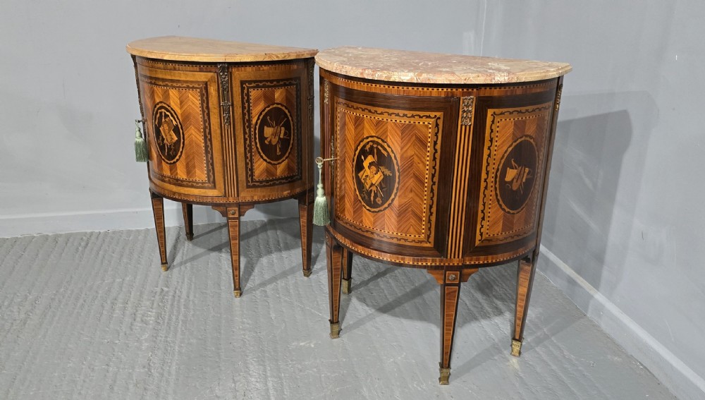 A Near Pair French Marquetry Cabinets View II