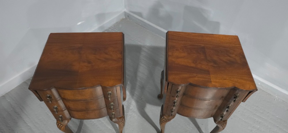 Pair Burr Walnut Bedside Lamp Chests of Drawers View V