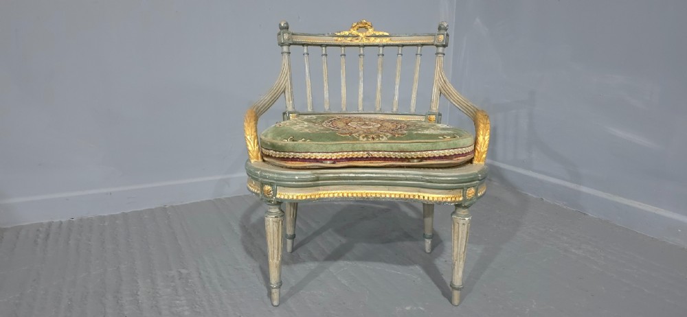 French Painted Bergere Boudoir Chair View II