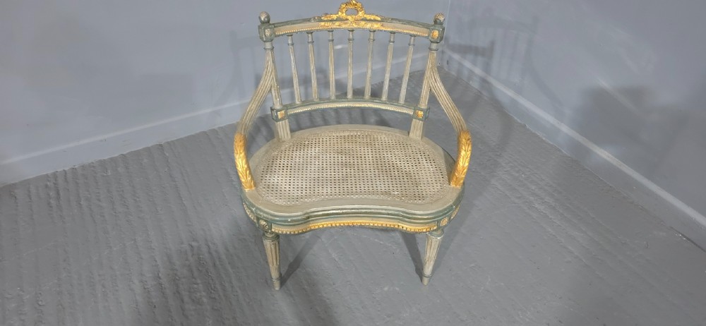 French Painted Bergere Boudoir Chair View VI