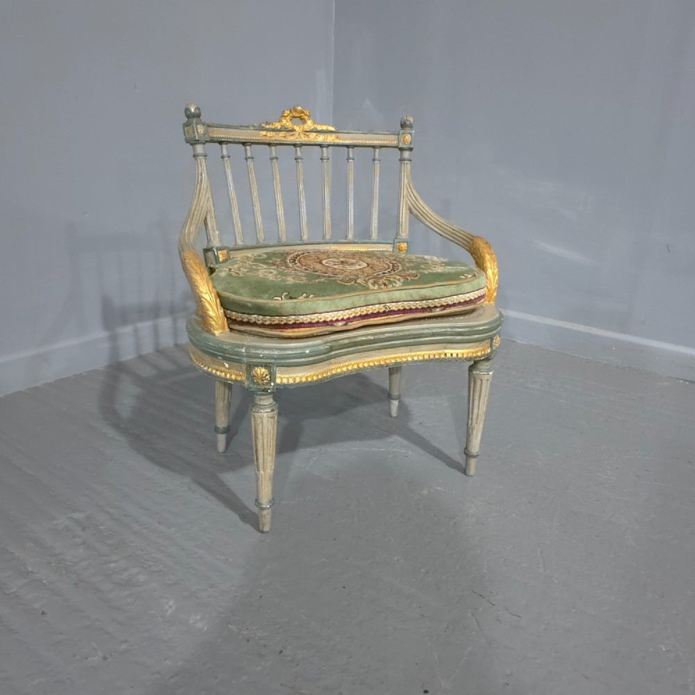 French Painted Bergere Boudoir Chair