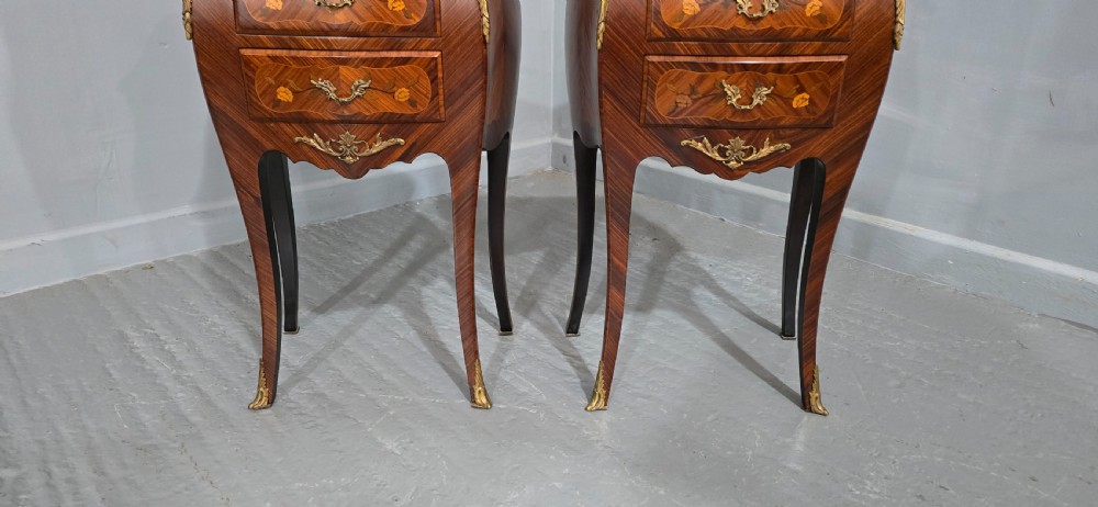 Excellent Quality Pair French Bedside Chests of Drawers View III