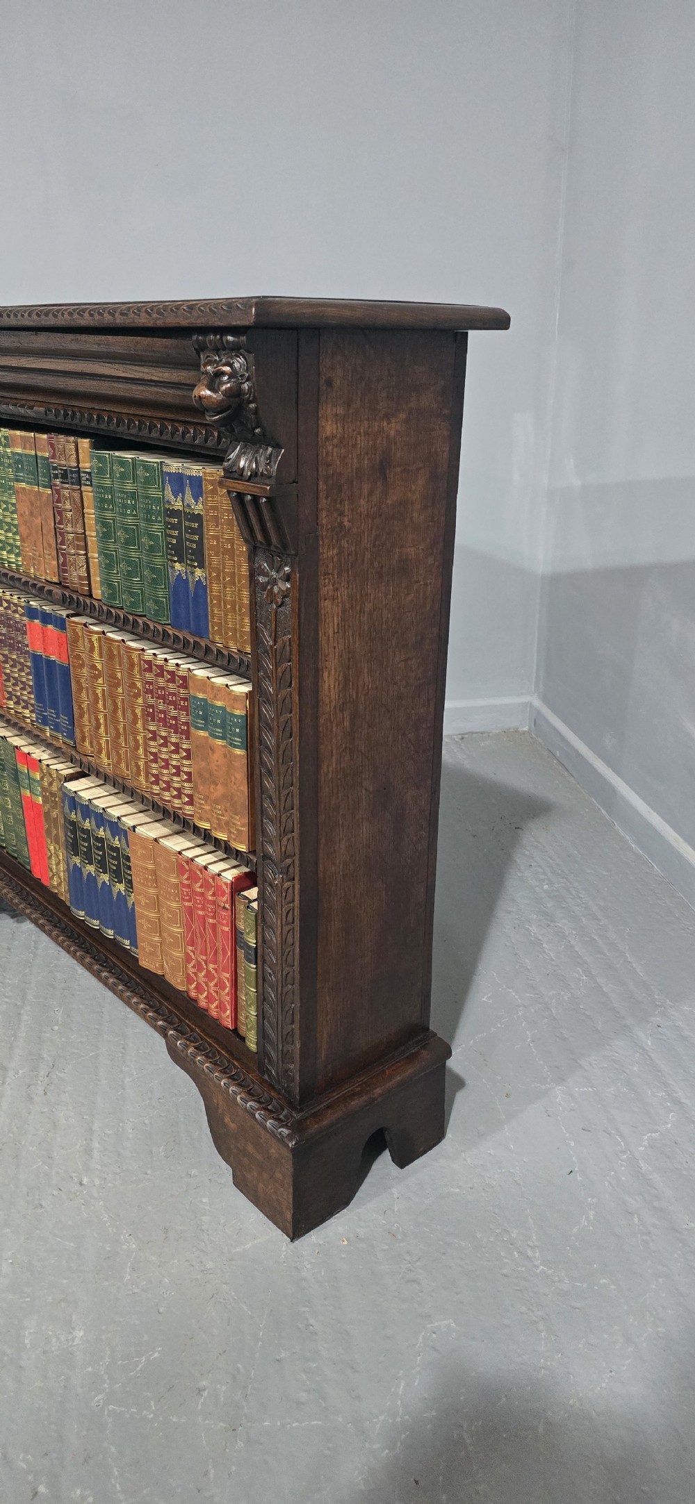 Good Carved Oak Open Library Bookcase View VI
