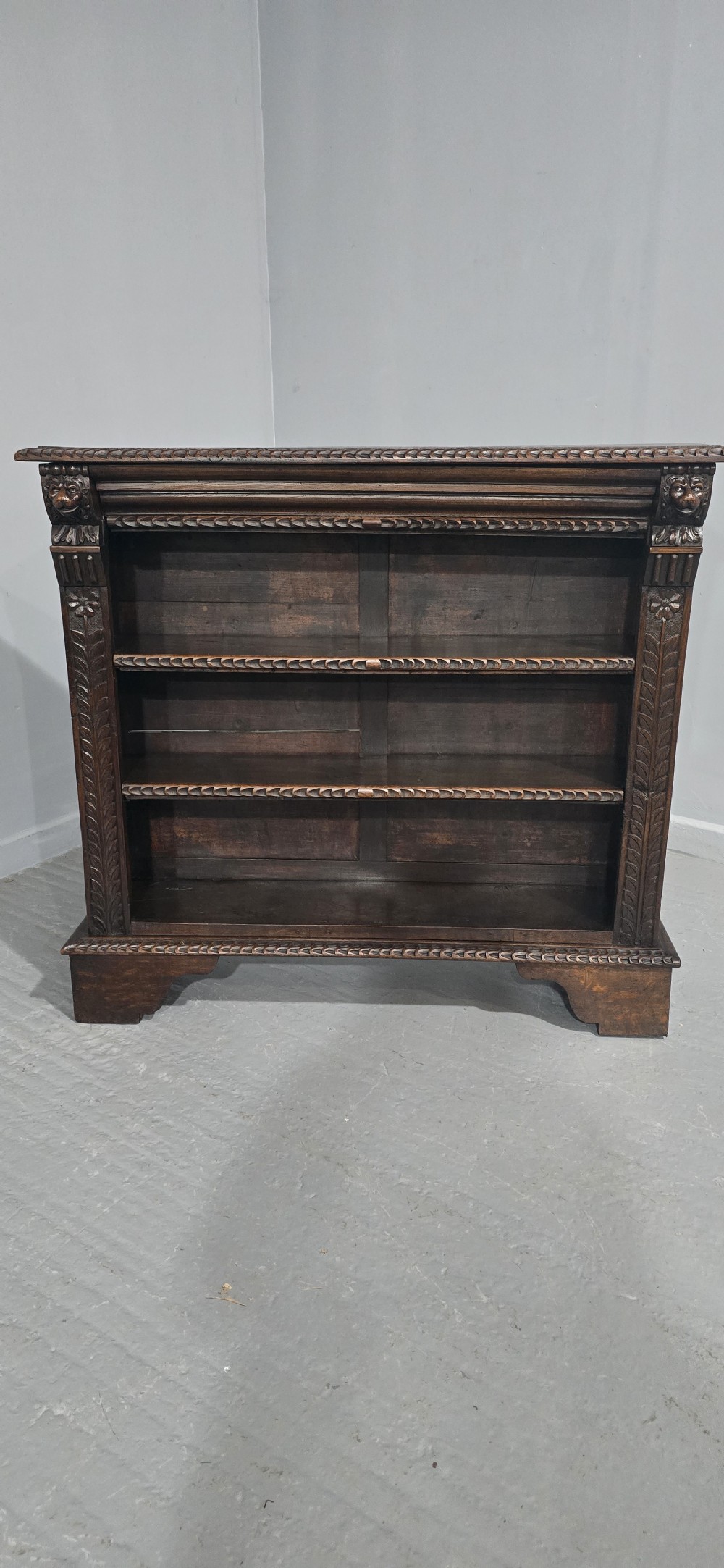 Good Carved Oak Open Library Bookcase View VIII