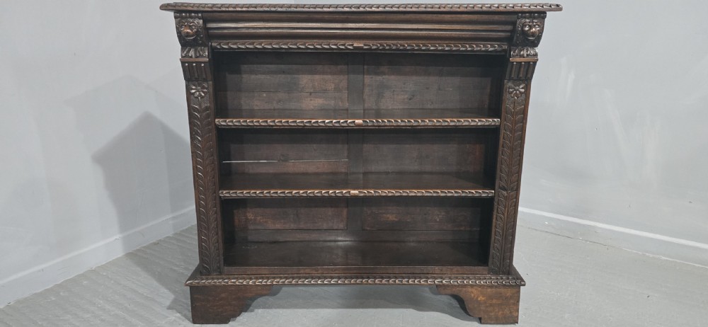 Good Carved Oak Open Library Bookcase View IX