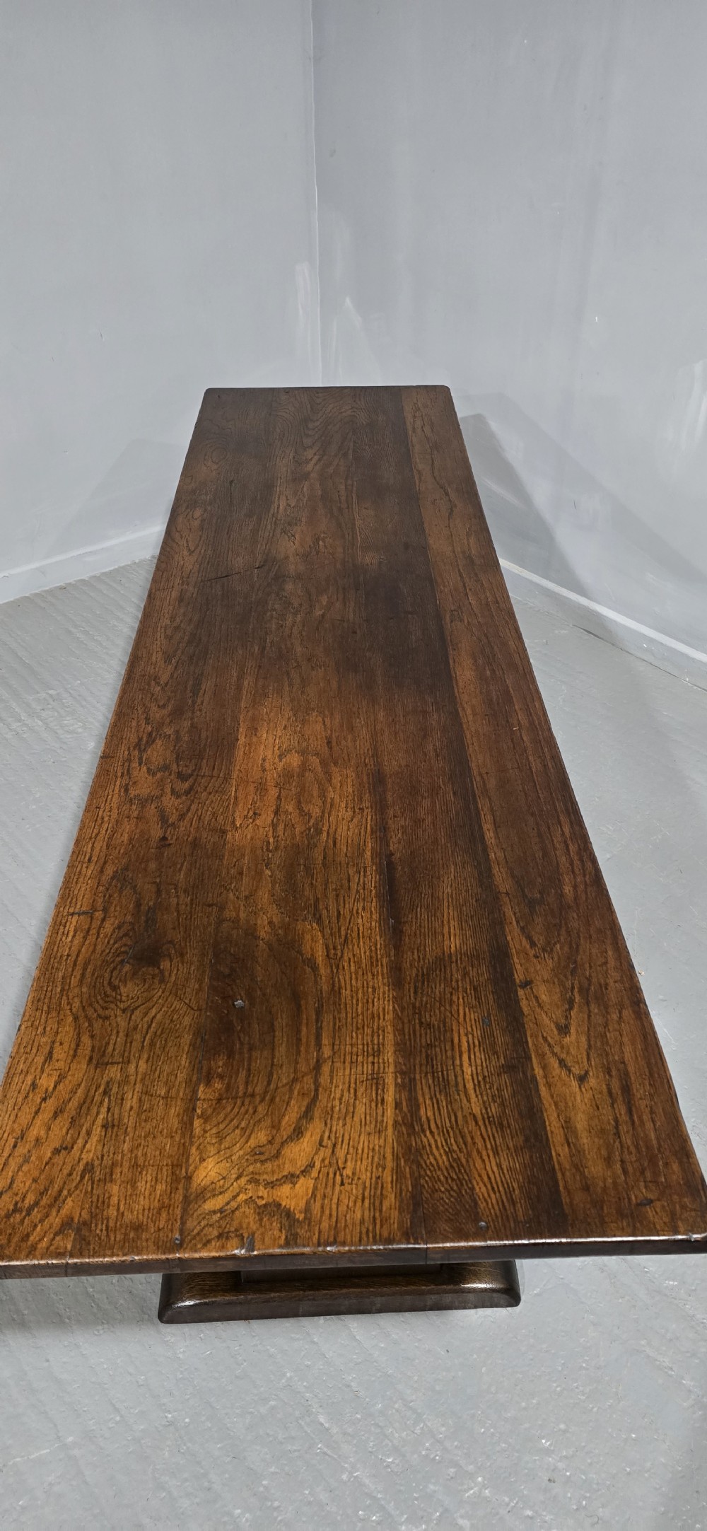 Huge and Narrow Oak Refrectory Kitchen Farmhouse Dining Table View IV