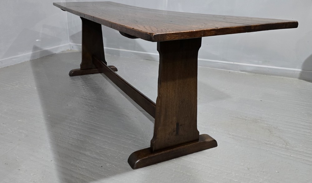 Huge and Narrow Oak Refrectory Kitchen Farmhouse Dining Table View VI