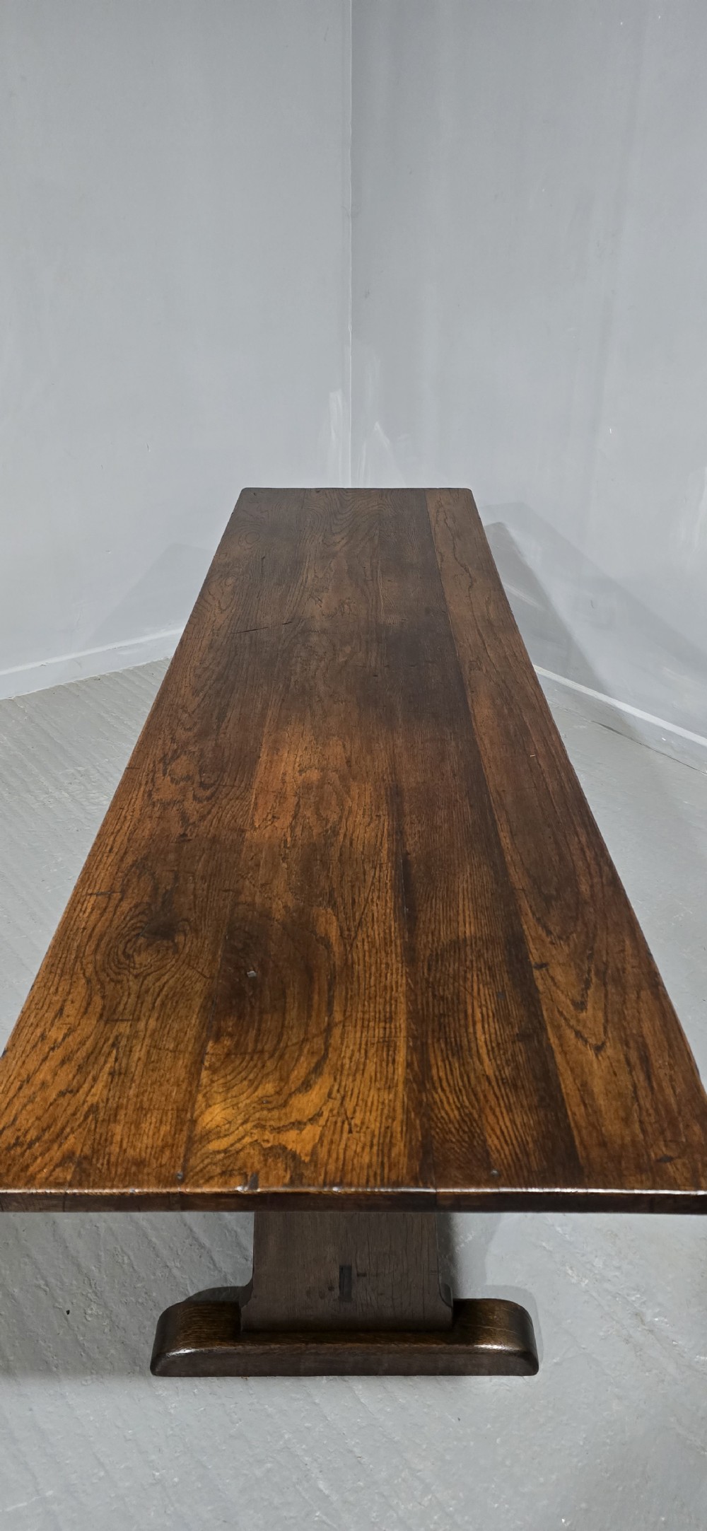Huge and Narrow Oak Refrectory Kitchen Farmhouse Dining Table View VIII