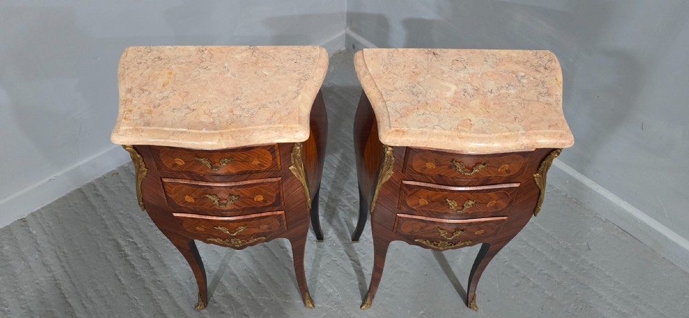 Top Quality Pair French Bedside Lamp Chests of Drawers View IV