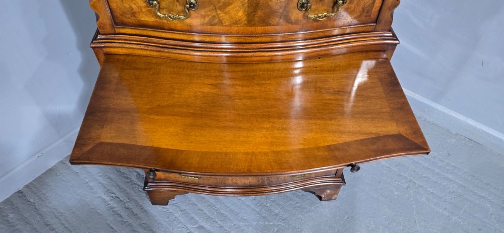 Outstanding Queen Anne Burr Walnut Chest on Chest of Drawers View V