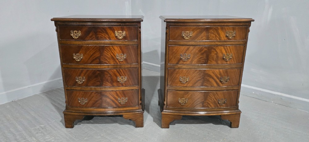 Good Pair Mahogany Bedside Lamp Chests of Drawers View II