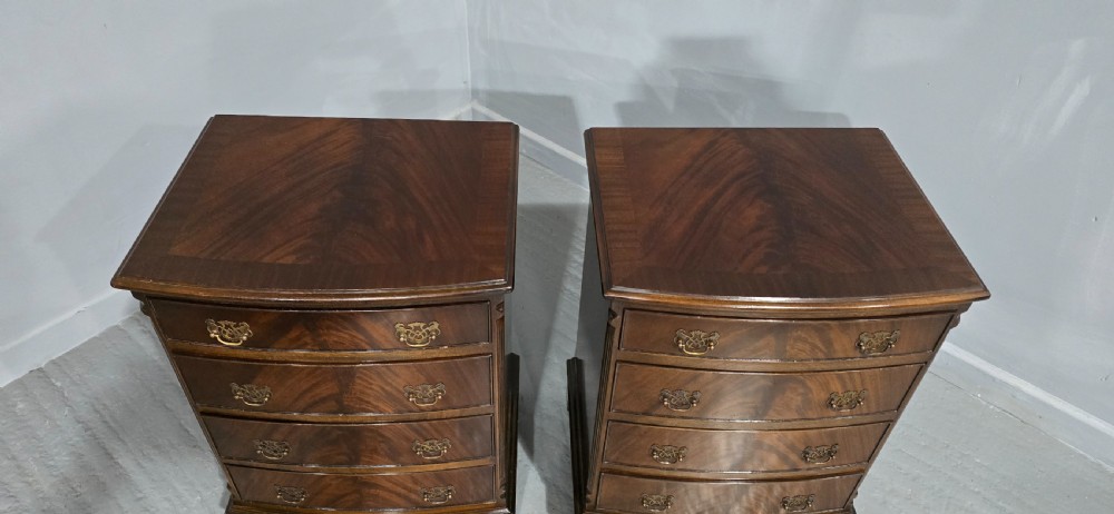 Good Pair Mahogany Bedside Lamp Chests of Drawers View III