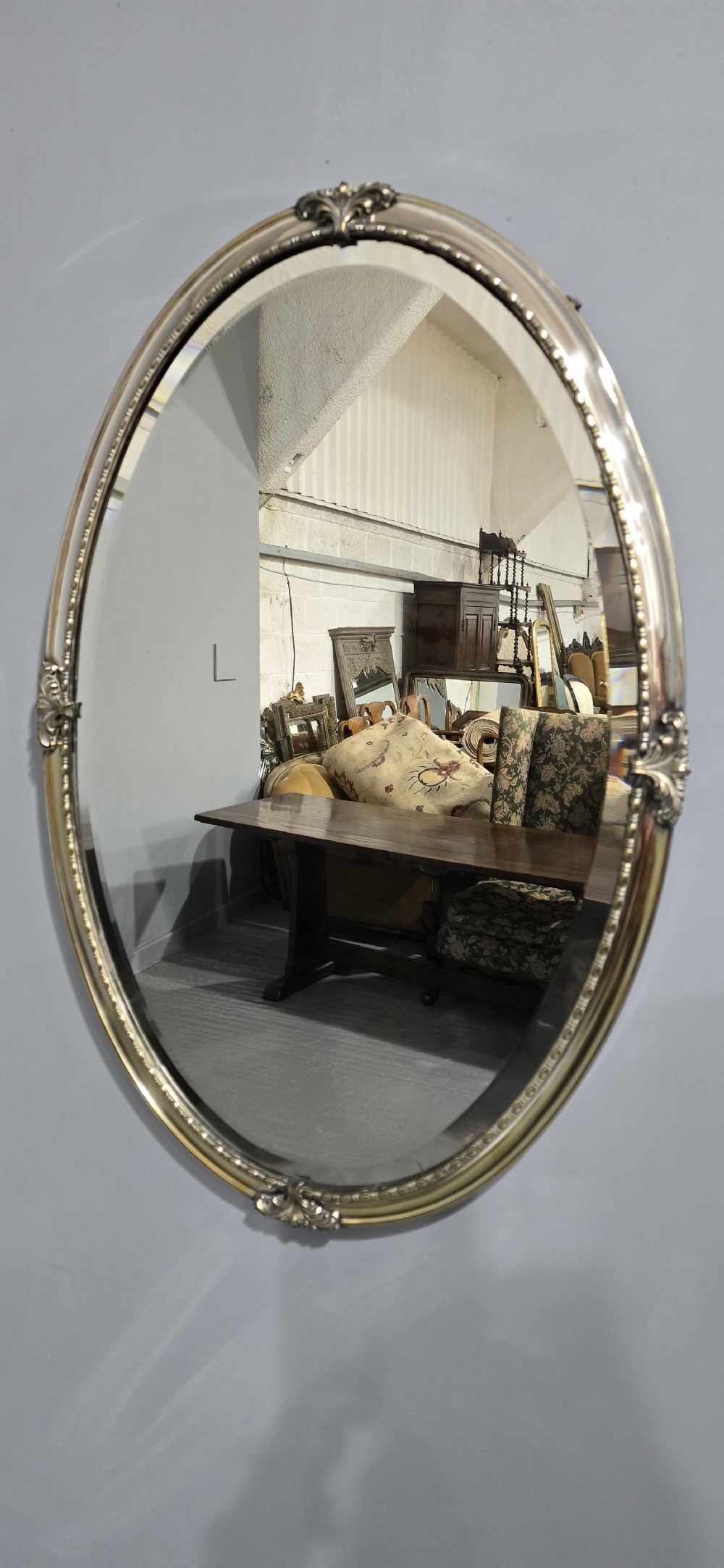 Oval Silver Plate Mirror View II