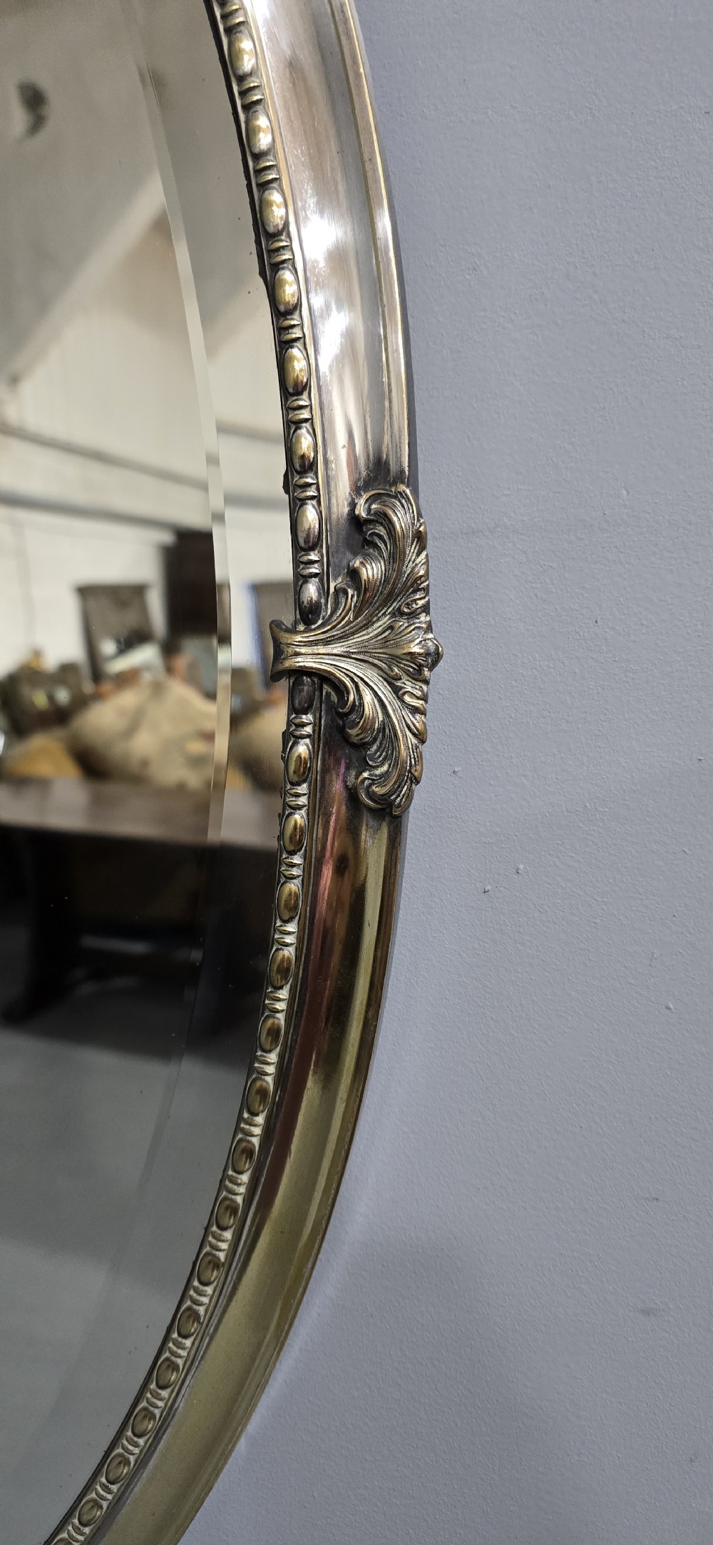 Oval Silver Plate Mirror View III