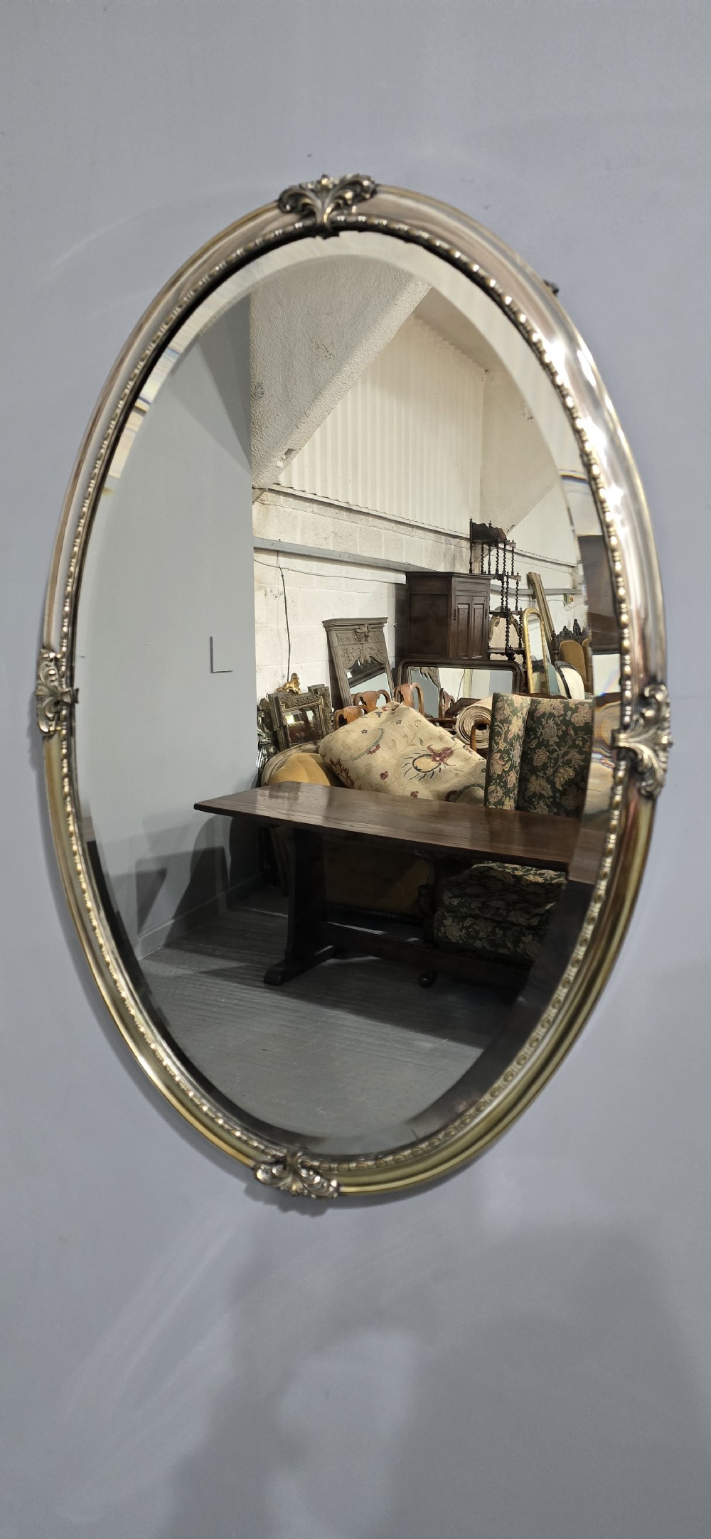 Oval Silver Plate Mirror View VI